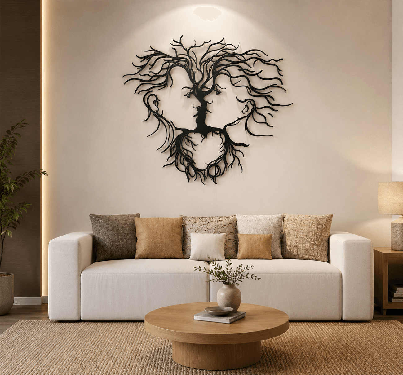 Loving Couple Abstract Tree Wall Art